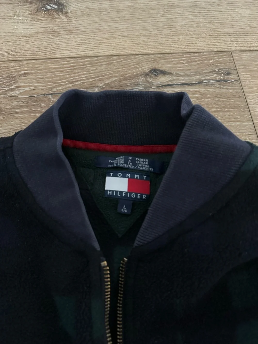Vintage 90s Tommy Hilfiger 1/2 Zip Fleece Blackwatch Plaid Pullover Men’s L